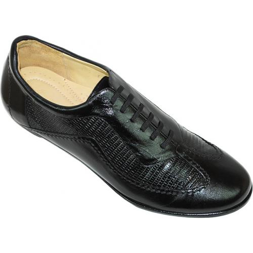 Belvedere "Vedo" Black Genuine Lizard And Calfskin Shoes